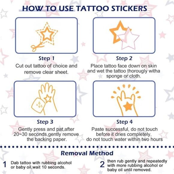 90pcs 4th of July Temporary Tattoos - USA American Flag Patriotic Red White Blue - Picture 6 of 7